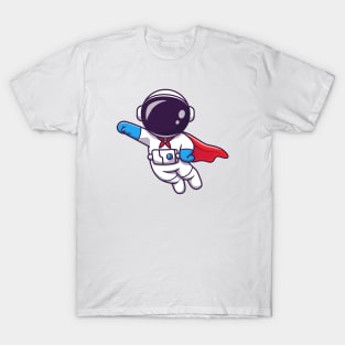 Cute Astronaut Super Hero Flying (2) T-Shirt